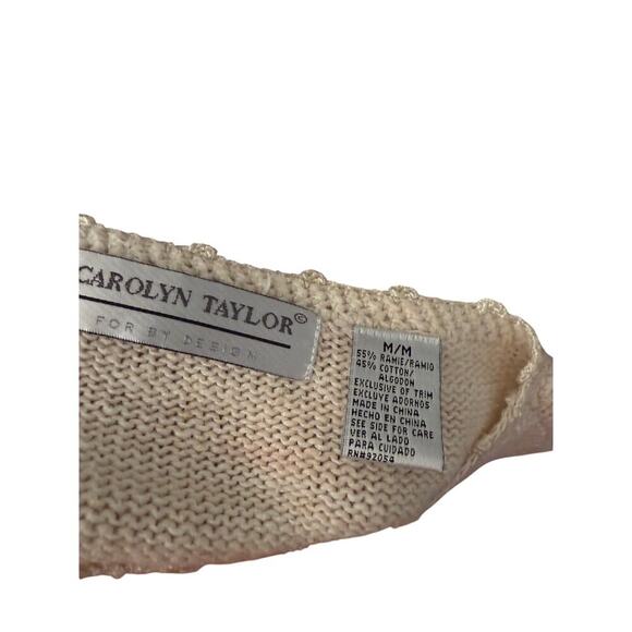 Vintage Carolyn Taylor Cream Sweater w/Mauve Embroidered Flowers Women's Size M - Picture 3 of 5